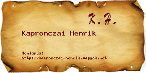 Kapronczai Henrik névjegykártya