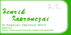 henrik kapronczai business card